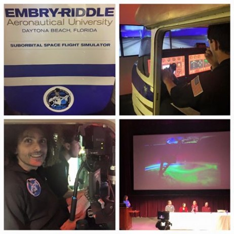  Yesterday was an amazing first full day at the PoSSUM Astronaut-Science program learning all kinds of interesting facts about Noctilucent clouds. I also had a go at the XCOR Lynx II PoSSUMcam flight simulator and loved it. In the evening we attended a lecture/panel event by our program director (Jason Reimuller), 2 NASA ISS/Shuttle mission Astronauts (Don Pettit and Nicole Stott), a neuroscientist (Jancy McPhee) and one of our awesome colleagues, commercial diver and artist Sarah Jane Pell about the intersection between Space and Art. Fascinating stuff. ‪#‎EGYPTinSPACE‬ ‪#‎AstronautTraining‬